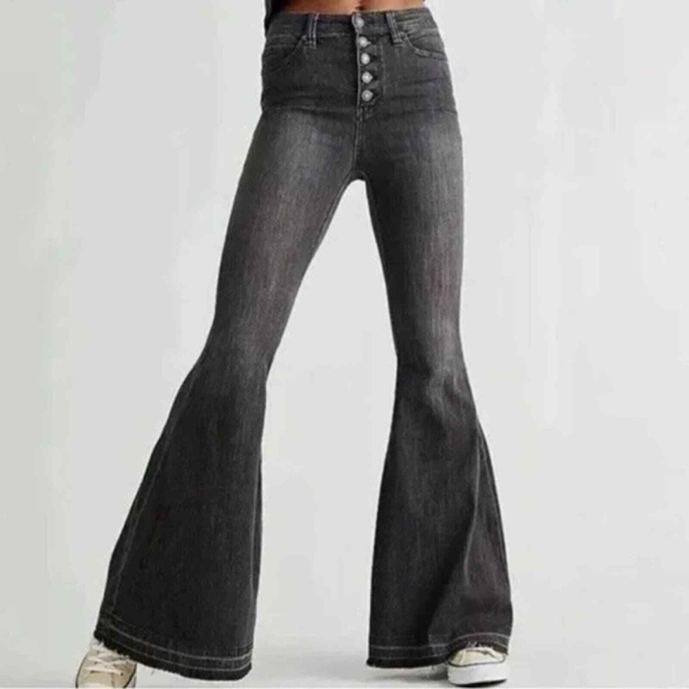 Free People | Irreplaceable exposed button fly High Waist Flare Jeans